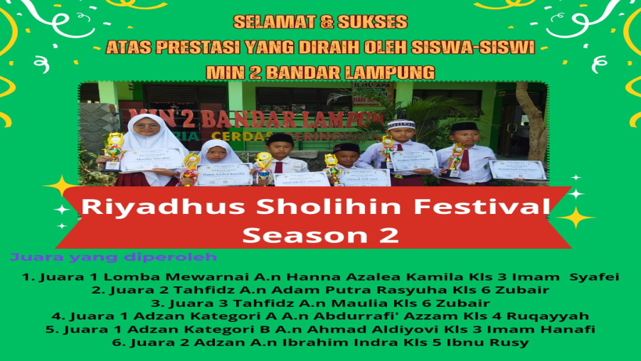 Kian Berprestasi, Bibit-Bibit Muda MIN 2 Bandar Lampung Raih Juara di Ponpes Riyadussholihin