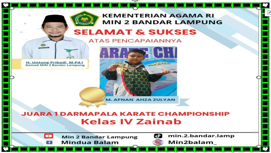 M. Afnan Ahza Zulyan Raih Juara 1 di Darmapala Karate Championship 2024 Tingkat Provinsi Lampung