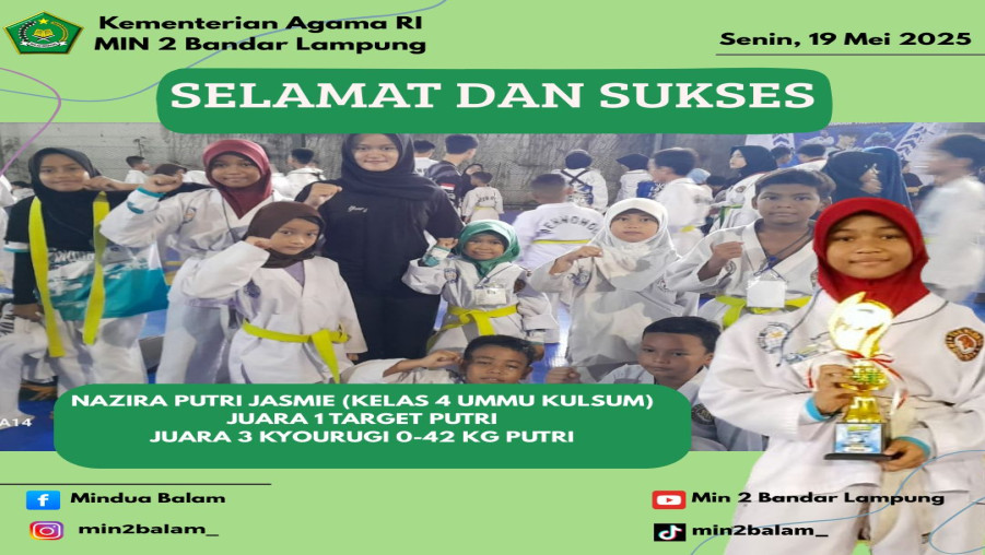 Nazira Putri Jasmie Raih Prestasi Membanggakan di Kejuaraan Taekwondo